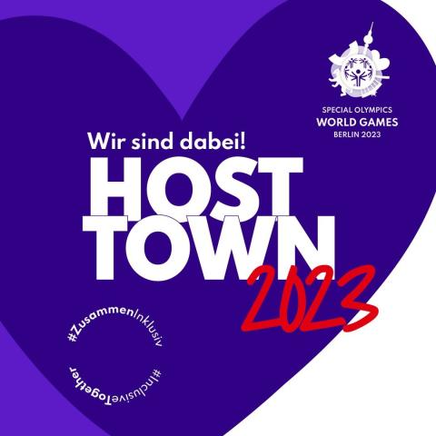 Banner mit der Aufschrift "Wir sind dabei! Host Town 2023"